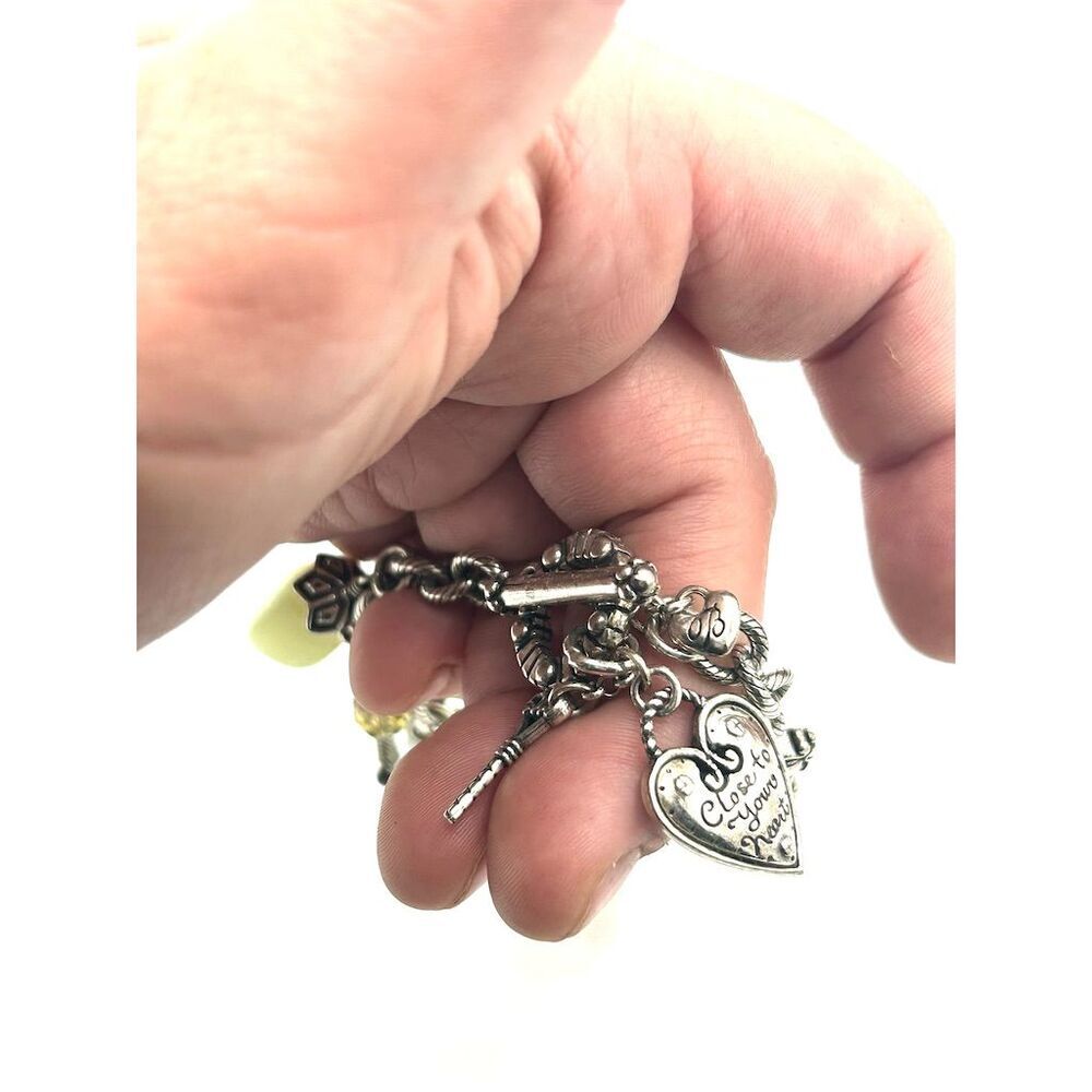 Brighton Bella Vita Rose Heart Charm Bracelet Retired Vintage - Picture 2 of 5